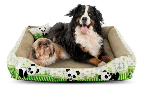 Cama Cachorro Grande Porte Gg 100x100cm Lavável Com Zíper Cor Cáqui
