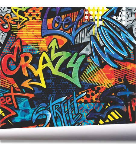 Papel De Parede Grafite Pintura Quarto Rua Teen Street A725