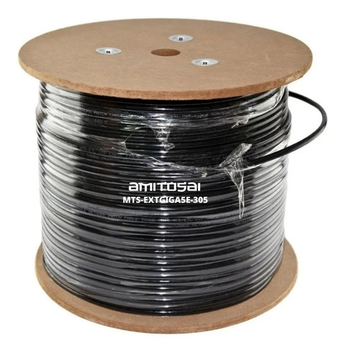Cable de red 100% Cobre real 4 pares 8 hilos Utp Mts-extgiga5e-305 Exterior con protección UV aptor intemperie AMITOSAI en bobina 305mts