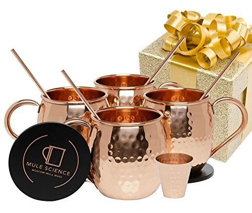 Set De Regalo De 4 Tazas Moscow Mule De Cobre