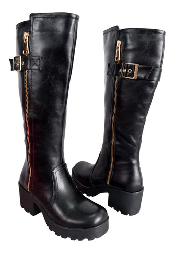 Imagen 3 de 5 de Botas Barker Mujer De Montar Caña Alta Taco Plataforma 8828