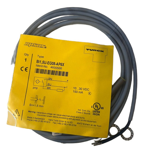 Sensor Inductivo Turck Bi1,5u-eg08-ao6x 4600500