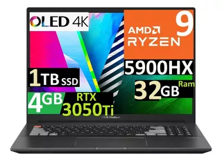 Asus Vivobook Pro 16 4k Oled Ryzen 9, 32gb 1tb Rtx3050ti 4gb