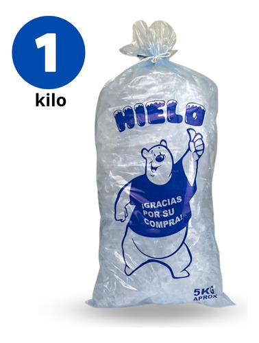 1 Kilo Bolsa De Hielo Impresa Para 5 Kg Azul