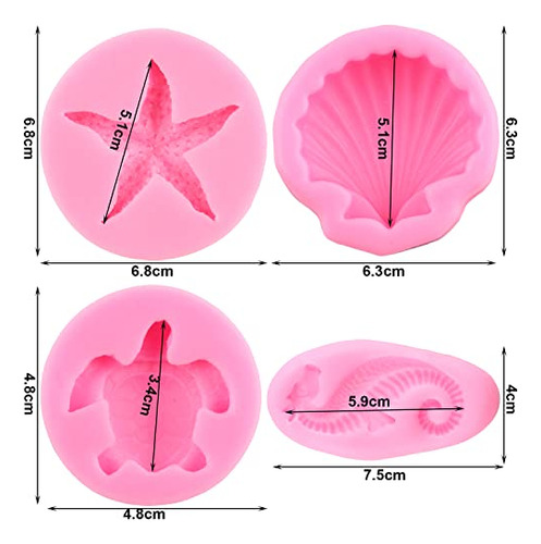 Mujiang Sea Turtle Silicone Molds Seashell Fondant Mold Star