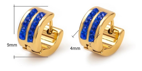 Aros Baño Oro Dorado Con Zircon Azul