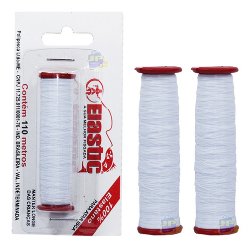 Kit 2un Linha Elástica P/ Amarrar Isca Elastic Branco 110m