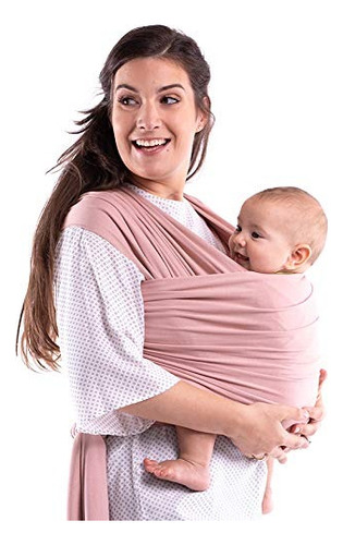 Rebozo Fular Elástico Bebé Feliz Portabebe Ergonomico Color Rosa Palo con Gorrito Bebé Set Fular elástico Talla UNITALLA