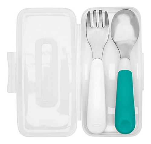 Oxo Tot Niño Tenedor Y Cuchara Conjunto Con Equipaje Case- T