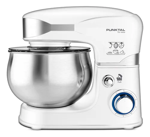 Batidora Punktal Blanca Pk-9370 5lts 1300 W Bowl De Acero Inoxidable 3 Accesorios Para Batir Espátula Pies Antideslizantes Bde