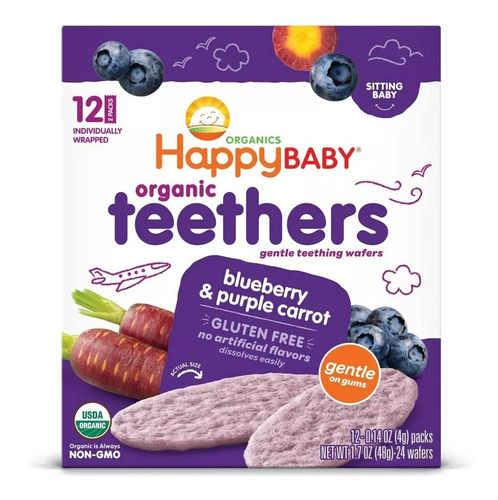 Happy Baby Teethers. Sabor Moras-zanahoria. Pack De 3 Cajas