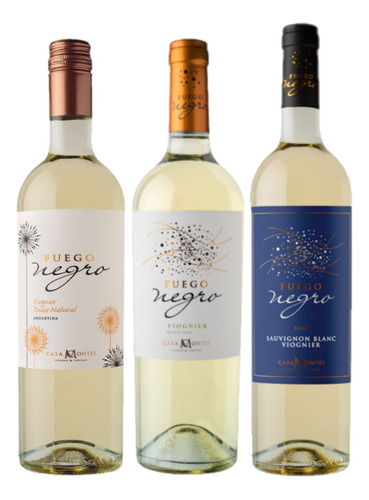 Combo Vinos Blancos Fuego Negro  X 3 Un 750 Ml