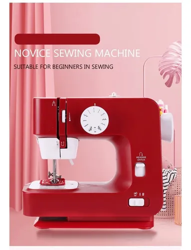 Máquina De Coser Electrica Pedal Profesional Modista Ropa Color Rojo
