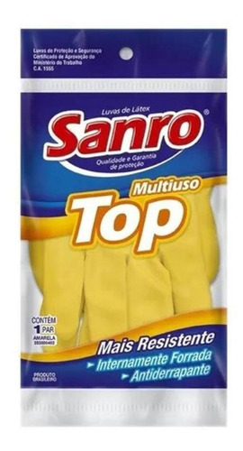 Kit 10 Pares Luva De Borracha Latex Sanro Top Amarela 8 G