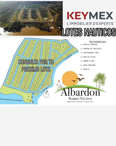 Terreno Venta   Albardon Barrio Nautico San Fernando Náutico Seguridad Bar Playa Resto Despensa