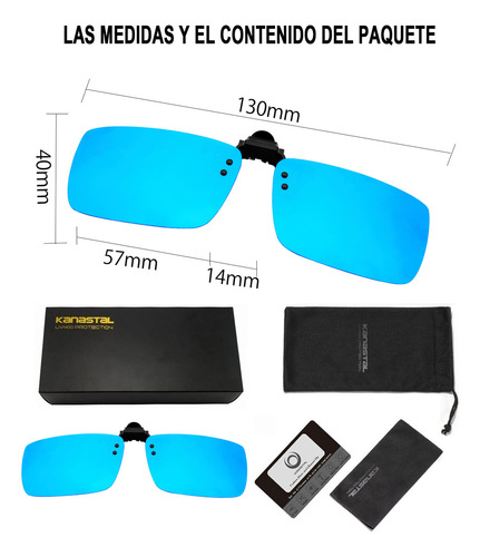 Lentes de Sol Kanastal M2219 Clip Azul Polarizados UV Unisex