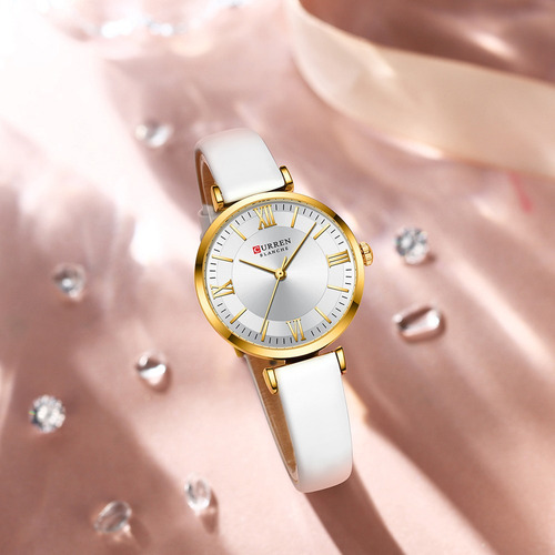 Relojes De Cuarzo De Cuero Elegante Curren Para Mujer 9079