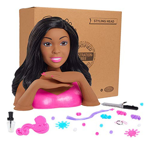 Cabezal Para Peinar Barbie (pelo Negro), Multicolor