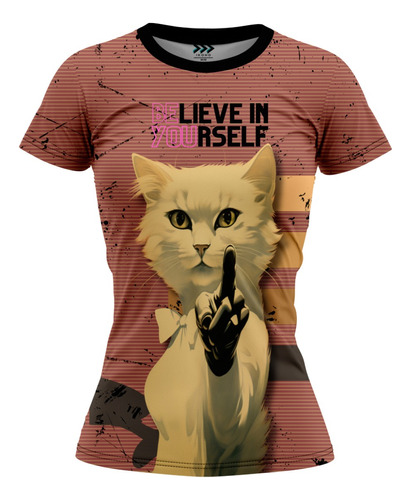 Playera Arte Gato Dama Casual Vintage Retro Believe Yourself