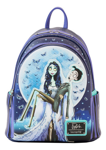 El Cadaver De La Novia (corpse Bride): Emily And Victor Mini Backpack Loungefly Color Violeta Oscuro Diseño De La Tela Moon