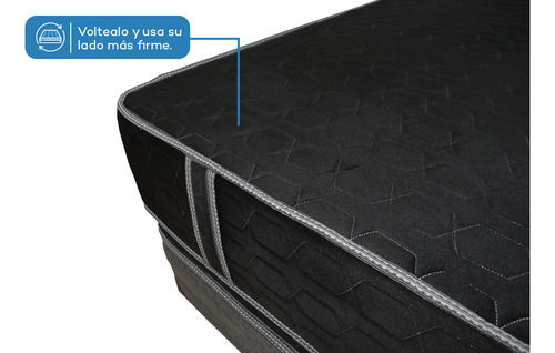 Conjunto Sommier Viggo Rubí 160x190 Cm Alta Densidad 130 Kg Negro
