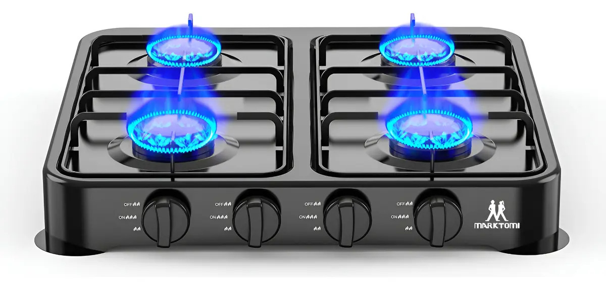 Parrilla/estufa Mesa De Gas 4 Quemadores Compacta Portátil Color Negro