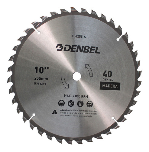 Disco De Corte Sierra De Mesa Denbel 10'' 5/8 40 Dientes