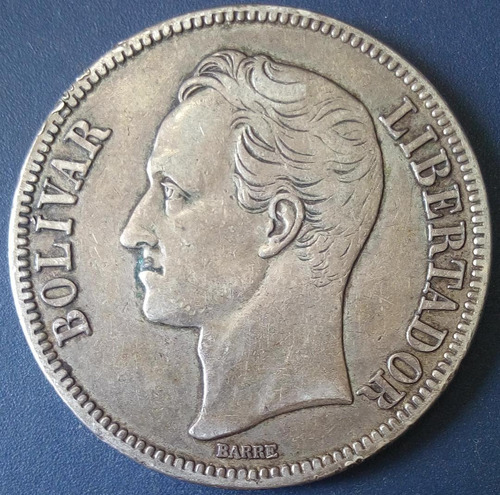 Moneda De 5 Bolívares De 1929 Fuerte De Plata