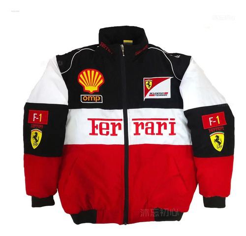 Chaqueta Racing Moto Retro Ferrari Team Otoño Bordado-1