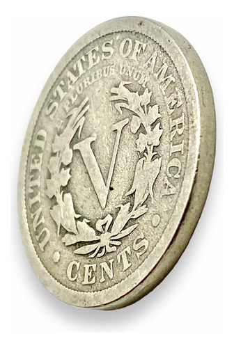 Moneda Liberty Nickel V Cents 5 Centavos Usa Año 1908 (Usado)
