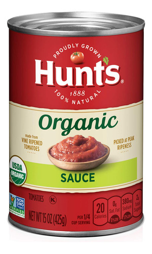 Hunt's Salsa De Tomate Organica, Apta Para Dieta Cetogenica,