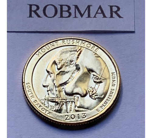 Robmar-usa-quarter Bañado Oro 24k Año 2013-n°20-mount Rushmo