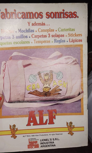 Alf Antiguo Bolso Original Bajo Licencia Sin Uso Argentino (Usado)