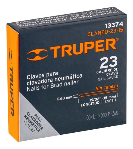 Clavos Para Clavadora Neumática Cal 23 19/32 Truper