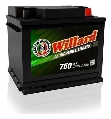 Bateria Willard Increible 36d-750 Chevrolet Onix