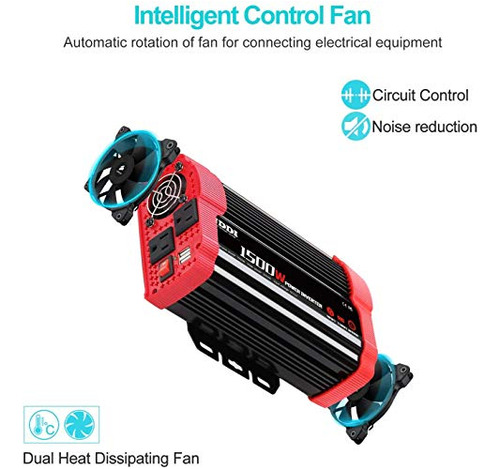 Inversor De Corriente Para Coche Nddi De 1500 W, Convertidor