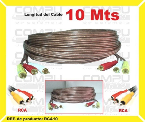 Cable Rca 3x3 Desoxigenado 10 M Ref: Rca10 Computoys Sas