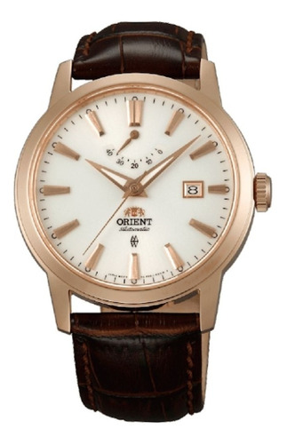 Reloj Automatico Hombre Orient Rosé Y Malla Marrón Ffd0j001w