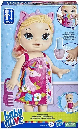 Muñeca Baby Alive Bebe Dia De Spa Cabello Rubio32 Cm