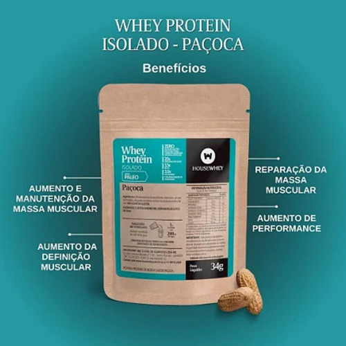Whey Protein Isolado Paçoca 34g Kit C/ 5 Un Housewhey