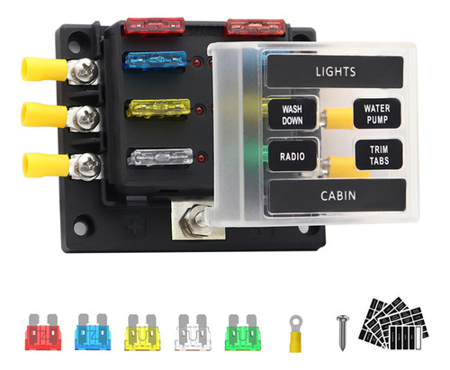 Bloque De Terminales Led De Caja De Fusibles De 6 Vías Para