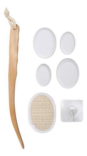 Cepillo Aplicador De Ducha Eva Con Mango De Madera, 4 Piezas