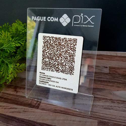 Placa Acrílica Pix - Qr Code - Pagamento Instantâneo