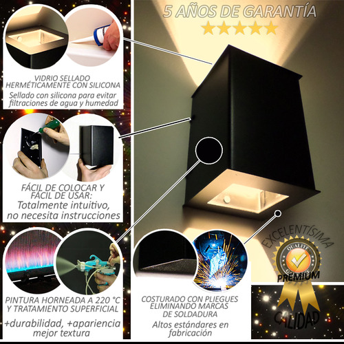 Artefactos Iluminacion Exterior Moderno Pared Jardin Pack X5