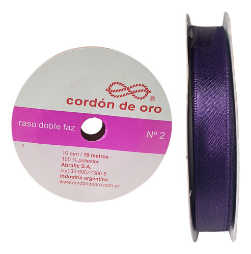 Cinta De Raso Doble Faz N°2 (10mm) X Rollo De 10mts Uva Cordón De Oro