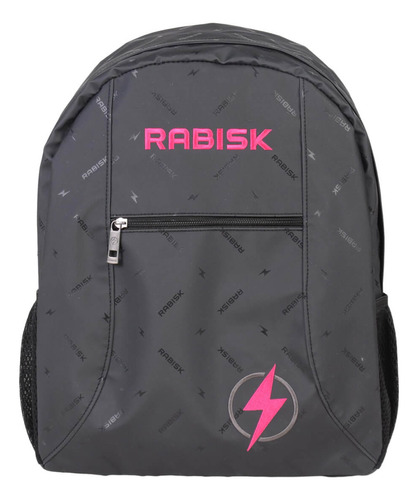 Mochila Emborrachada Basics Rabisk Impermeável Zíper Cor Preto Com Pink