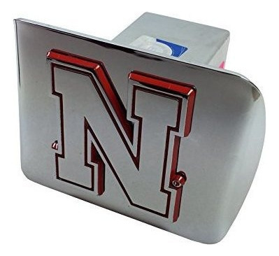 University Of Nebraska Metal Emblema Cromado Con Borde Rojo