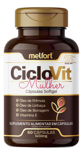 Melfortl Ciclovit Mulher Óleo De Prímula Oleo De Linhaça Óleo De Borragem Kit 2 Unidades 120 Cápsulas Softgel Sem Sabor
