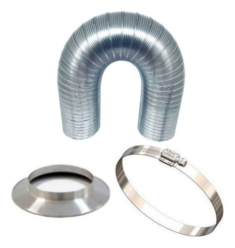 Duto Extensivo 60mm 3m+anel De Arremate+abraçadeira Aluminio