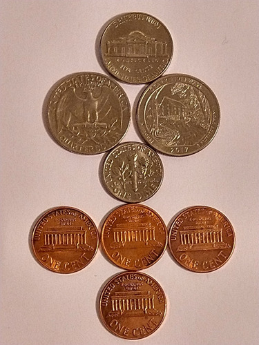 Monedas One Dime, One, Five Cent, Qter Dollar (7 Pzas) Jb7 